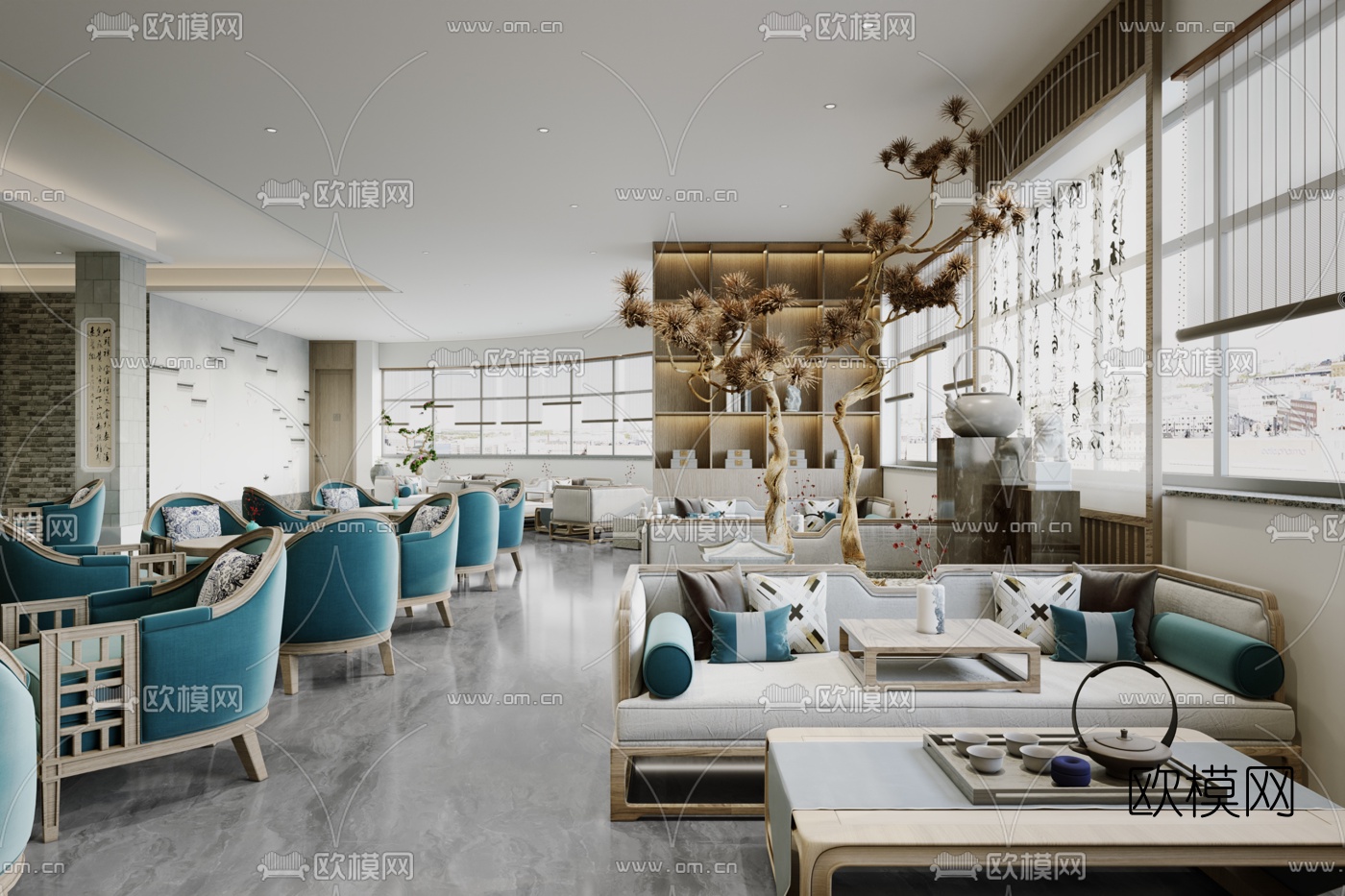 新中式茶楼大厅3d模型