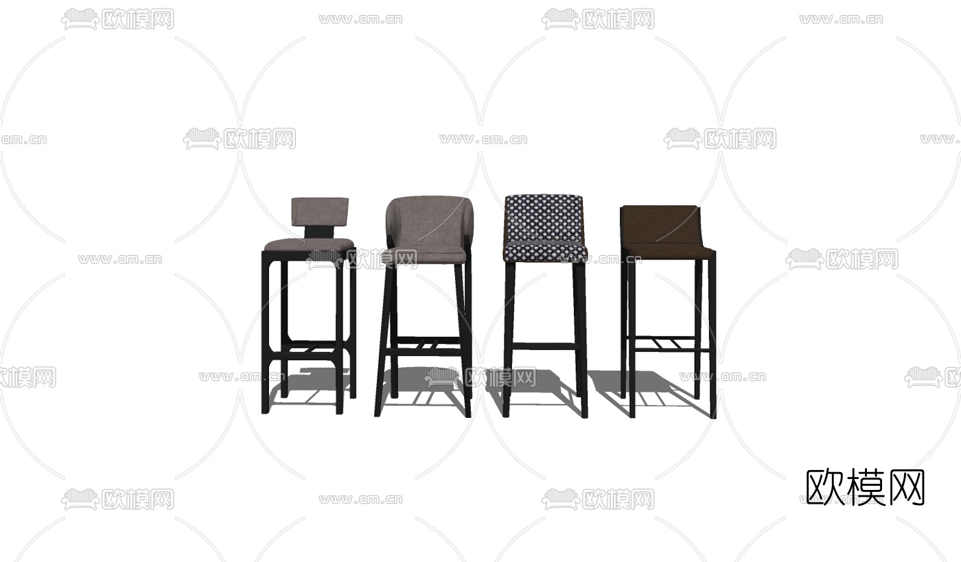 现代吧凳吧椅组合su模型下载（渲染图2）