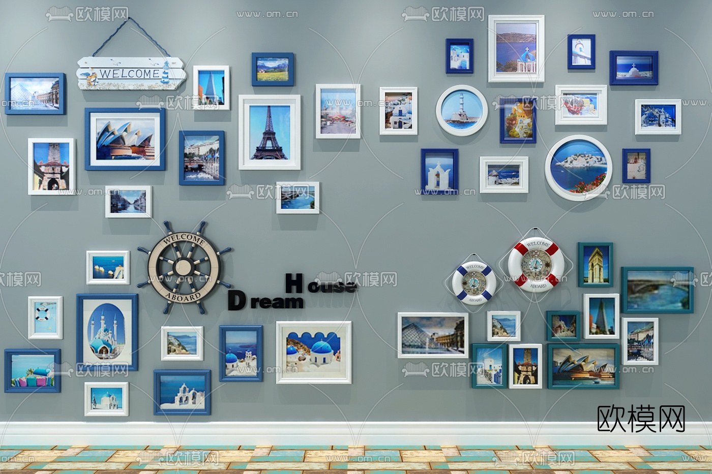 地中海挂画组合3d模型下载