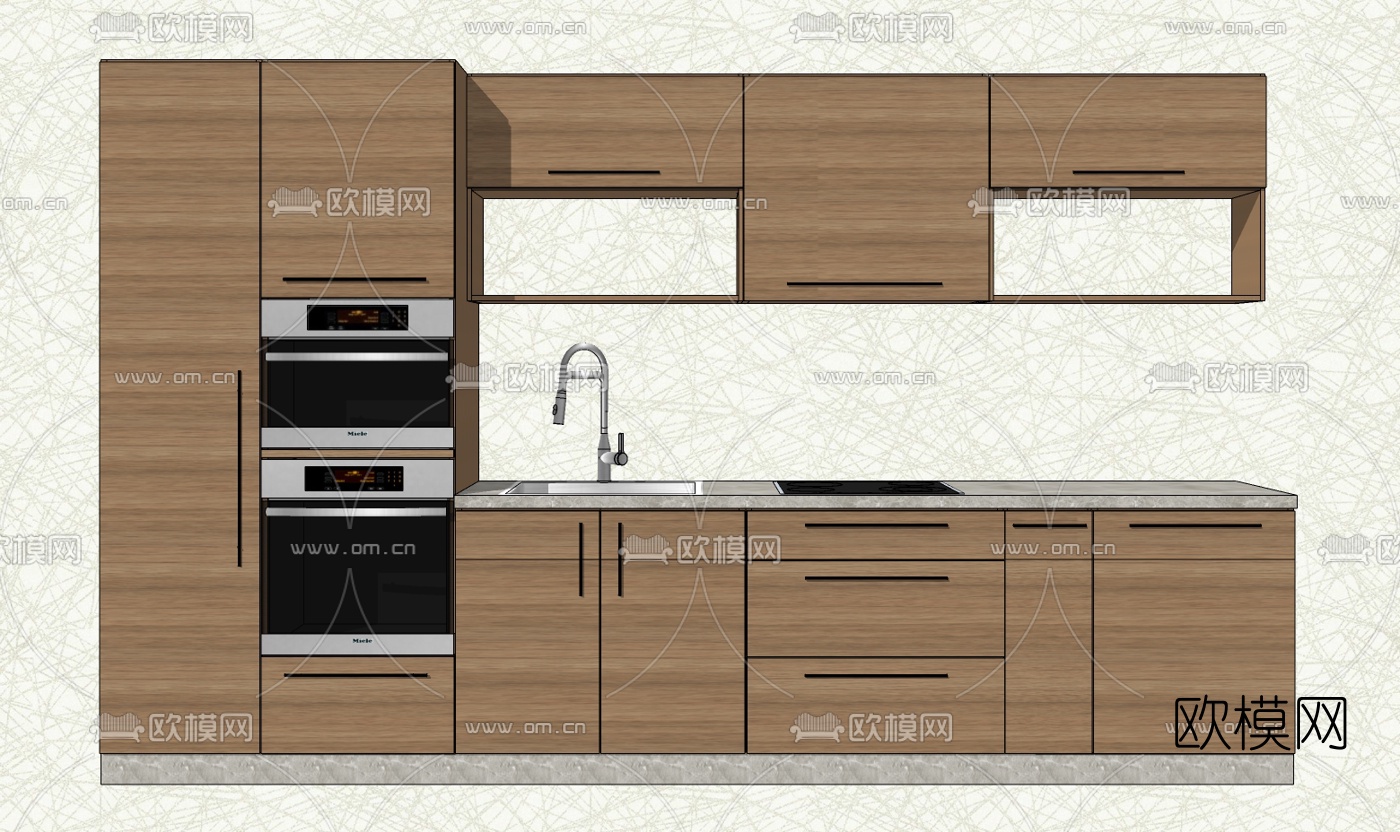 现代橱柜免费su模型下载（渲染图1）
