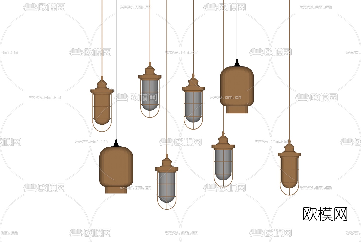 现代金属吊灯组合su模型下载