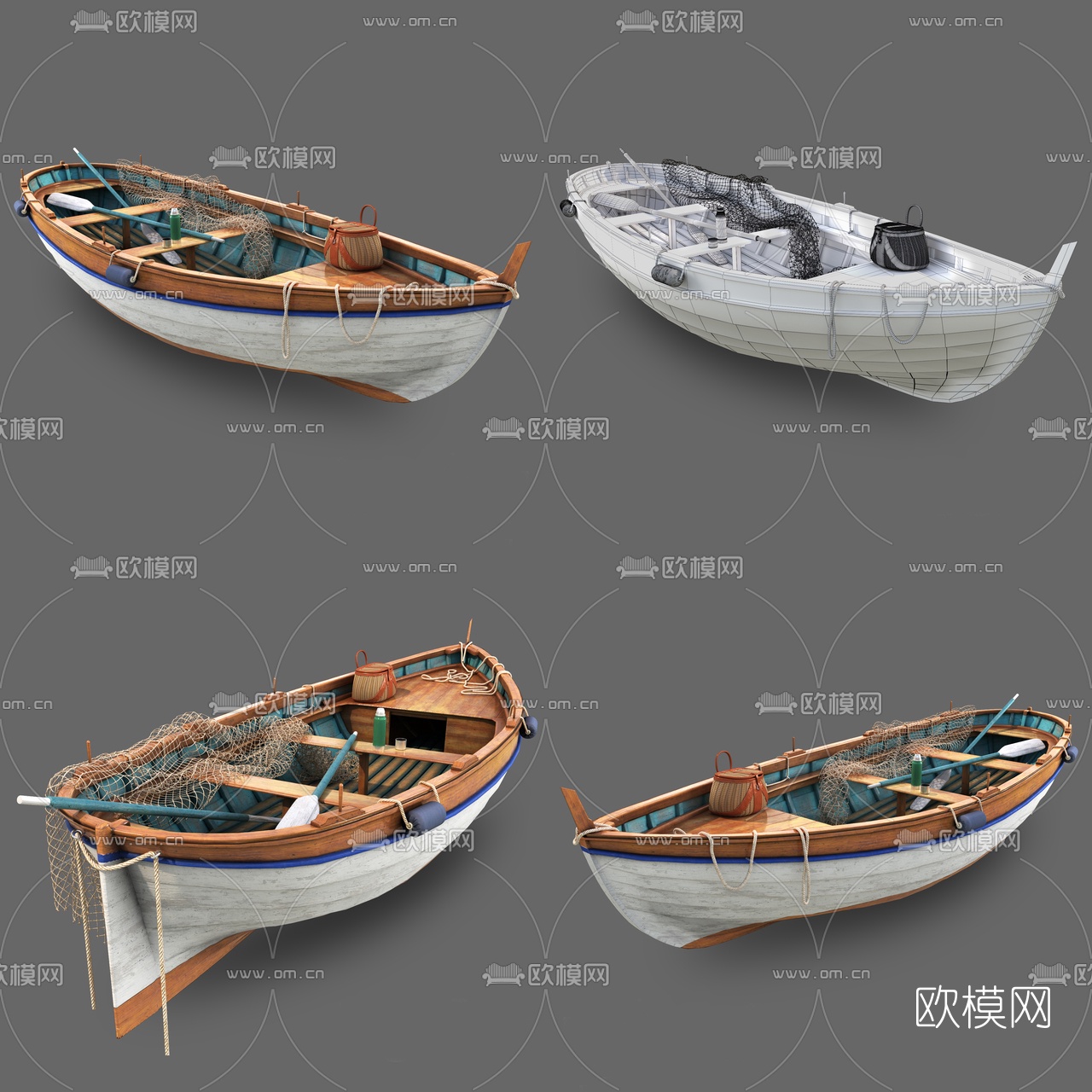 现代木小船3D模型