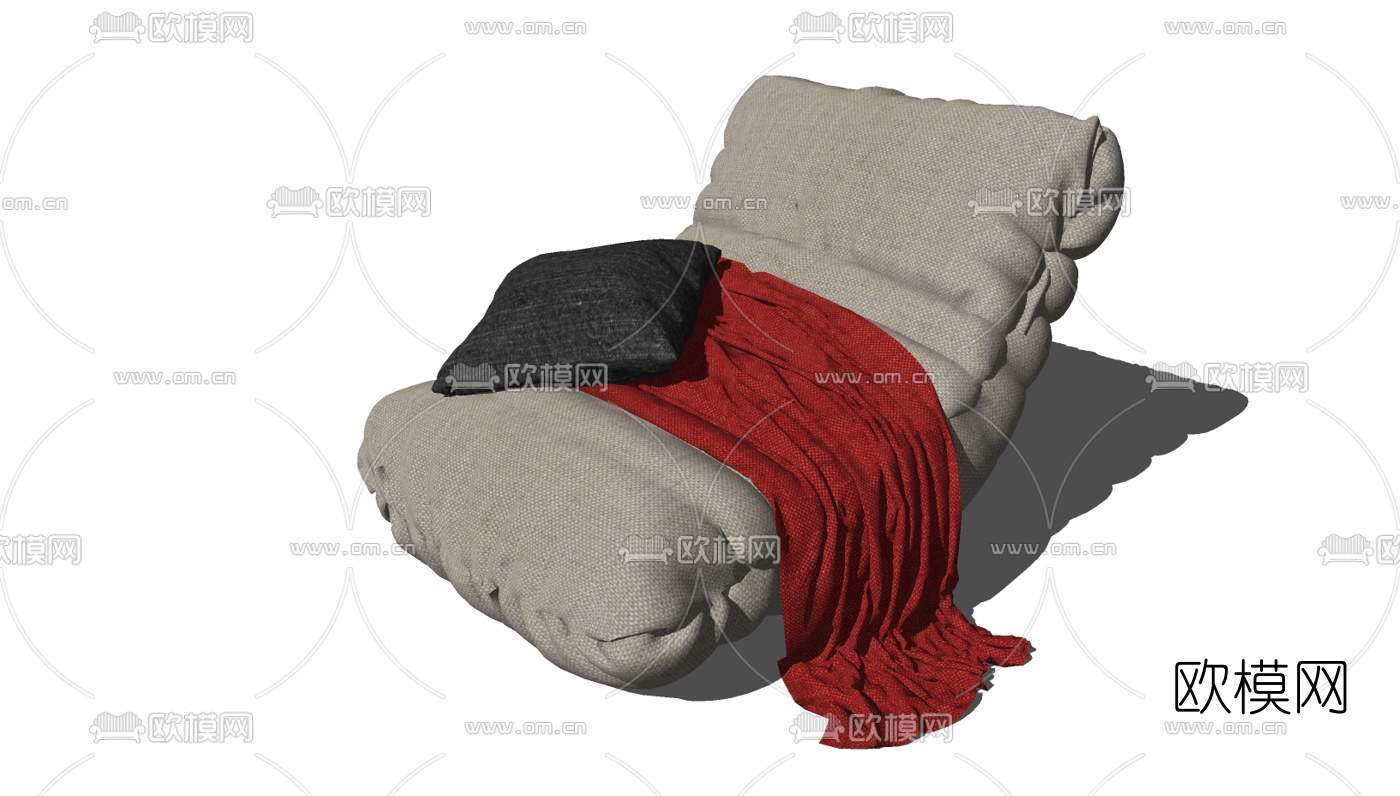 现代布艺懒人沙发免费su模型下载