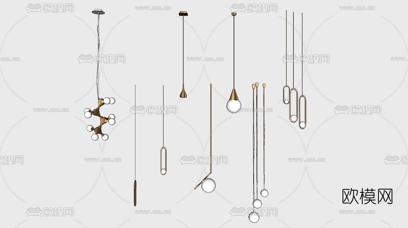 现代吊灯su模型下载