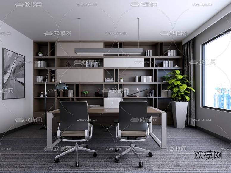 现代总经理办公室3d模型下载