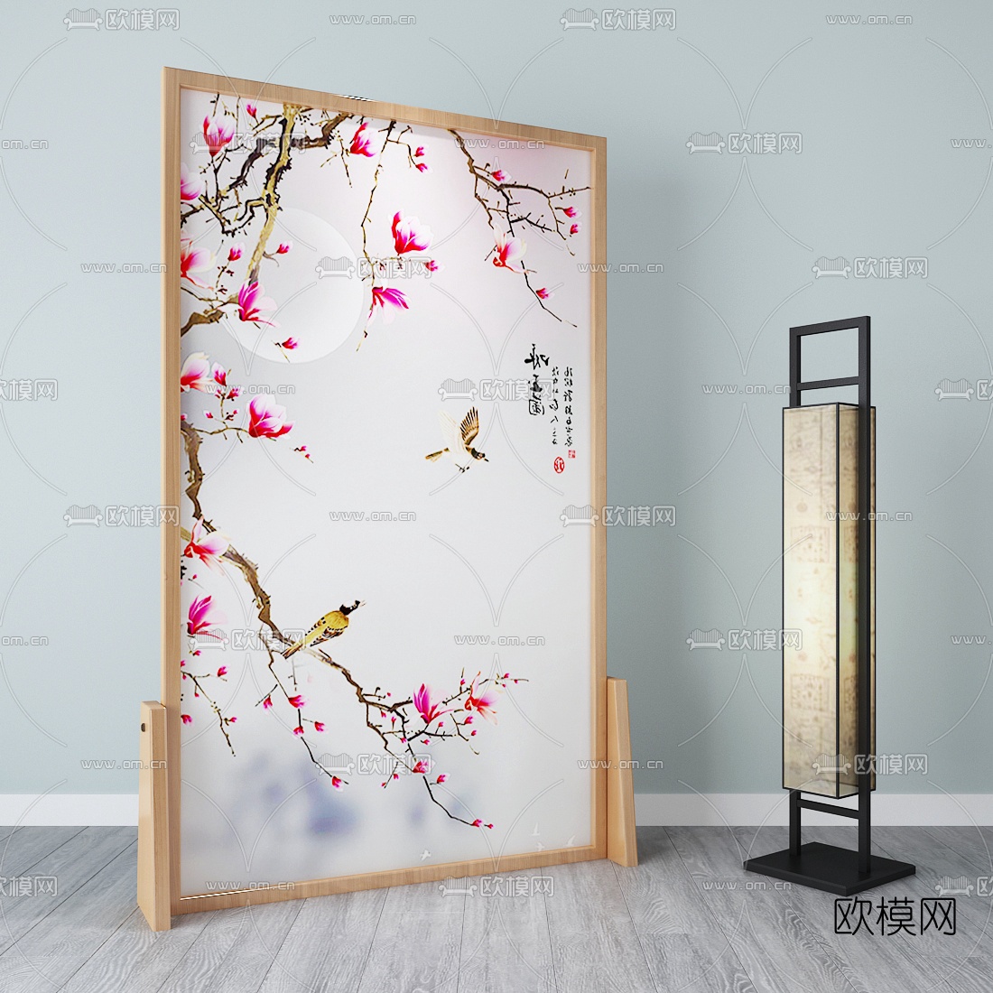 新中式插屏屏风隔断3d模型下载（渲染图5）