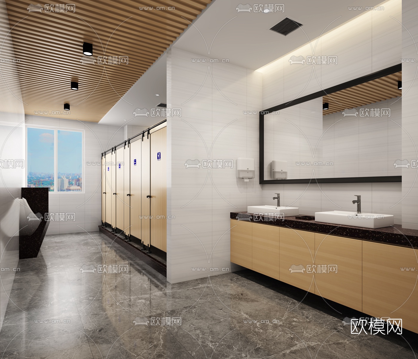 现代公共卫生间3d模型下载