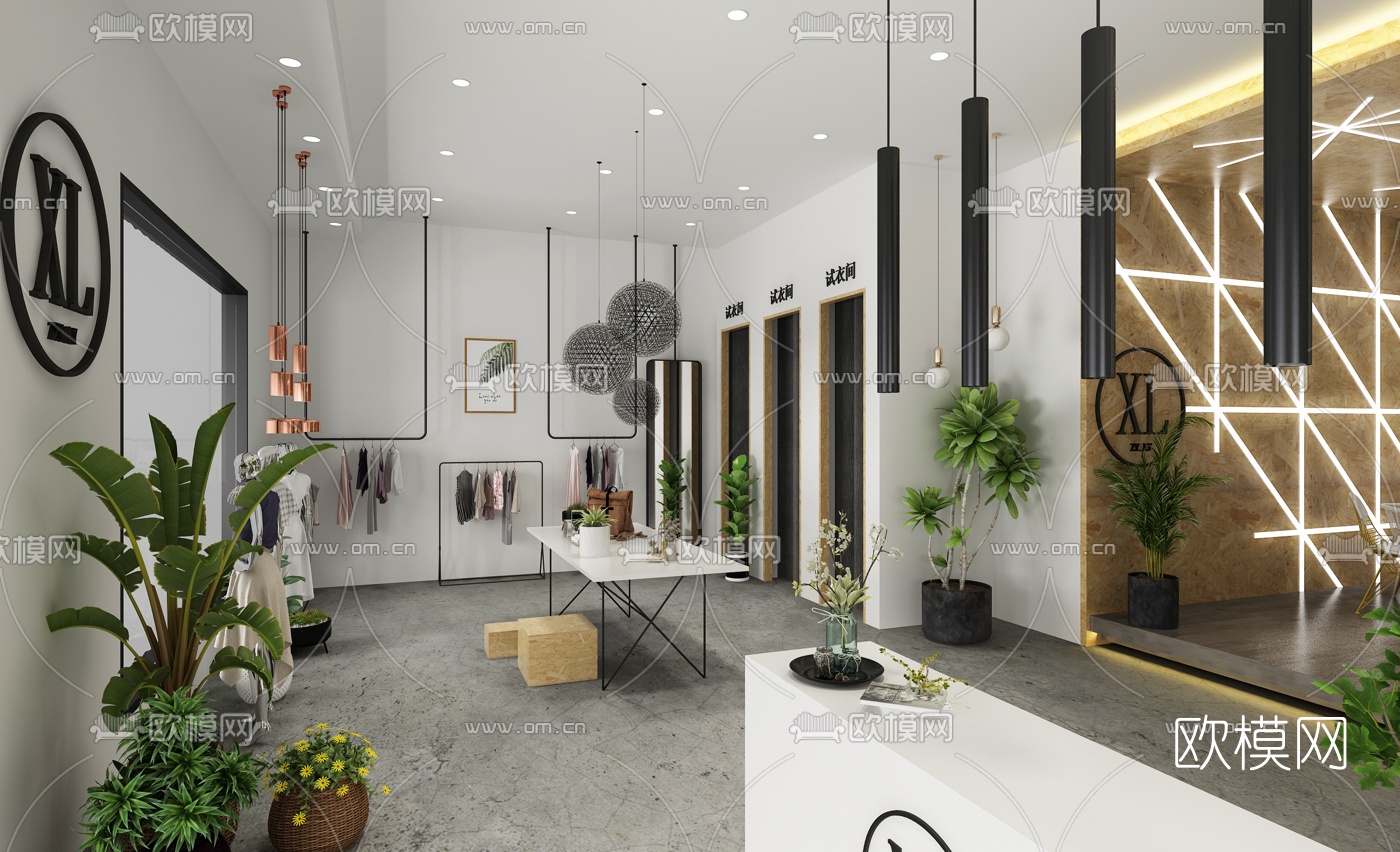 现代服装店3d模型下载_ID10077237_3dmax免费模型-欧模网
