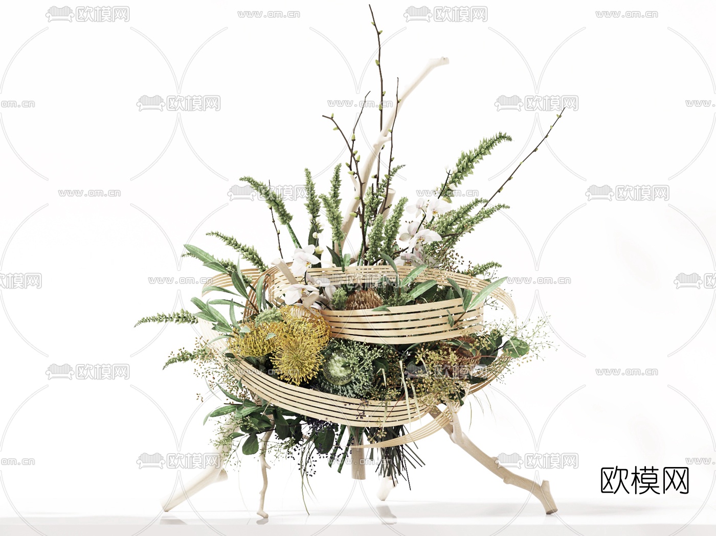 现代花艺花篮3d模型