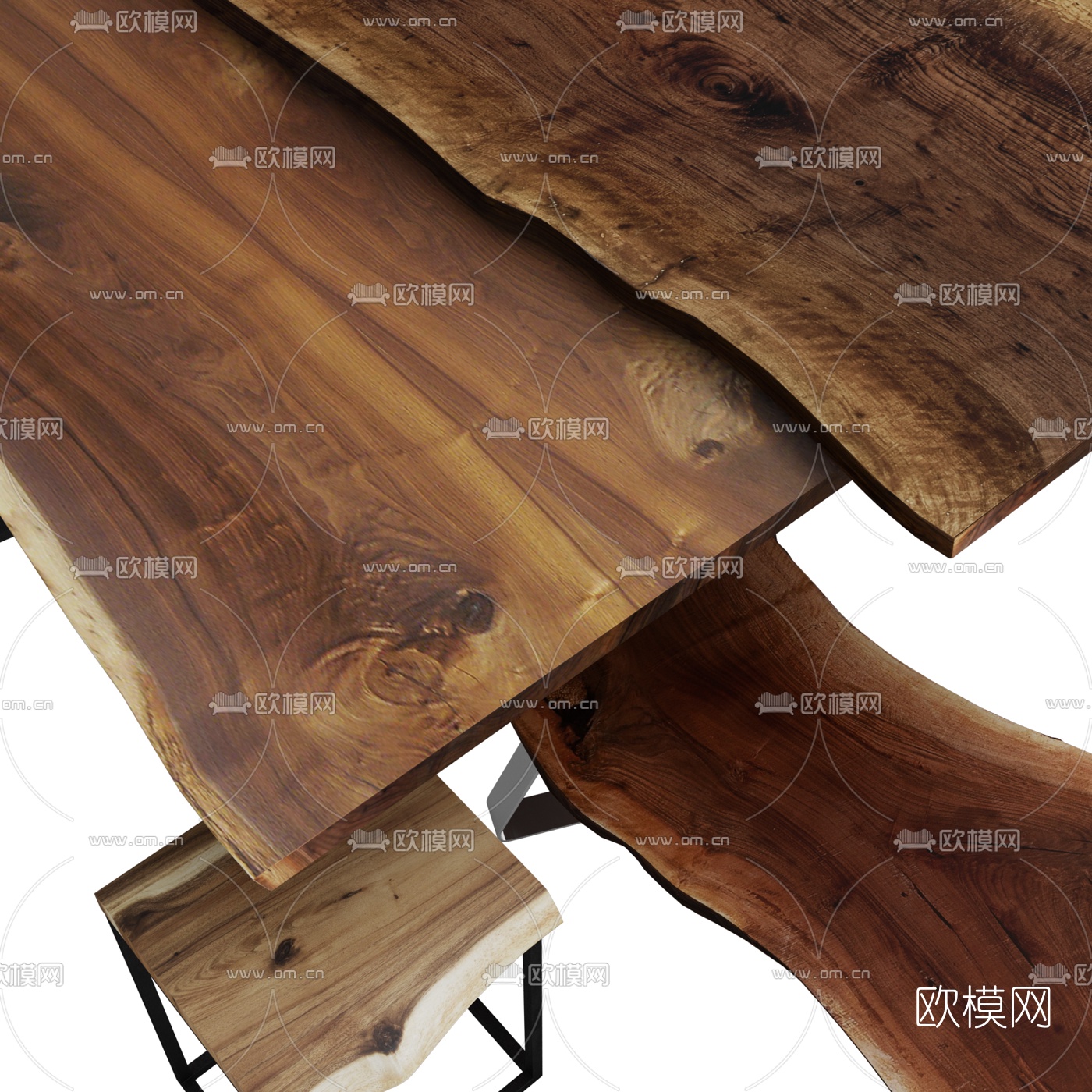 现代木质桌椅组合3d模型