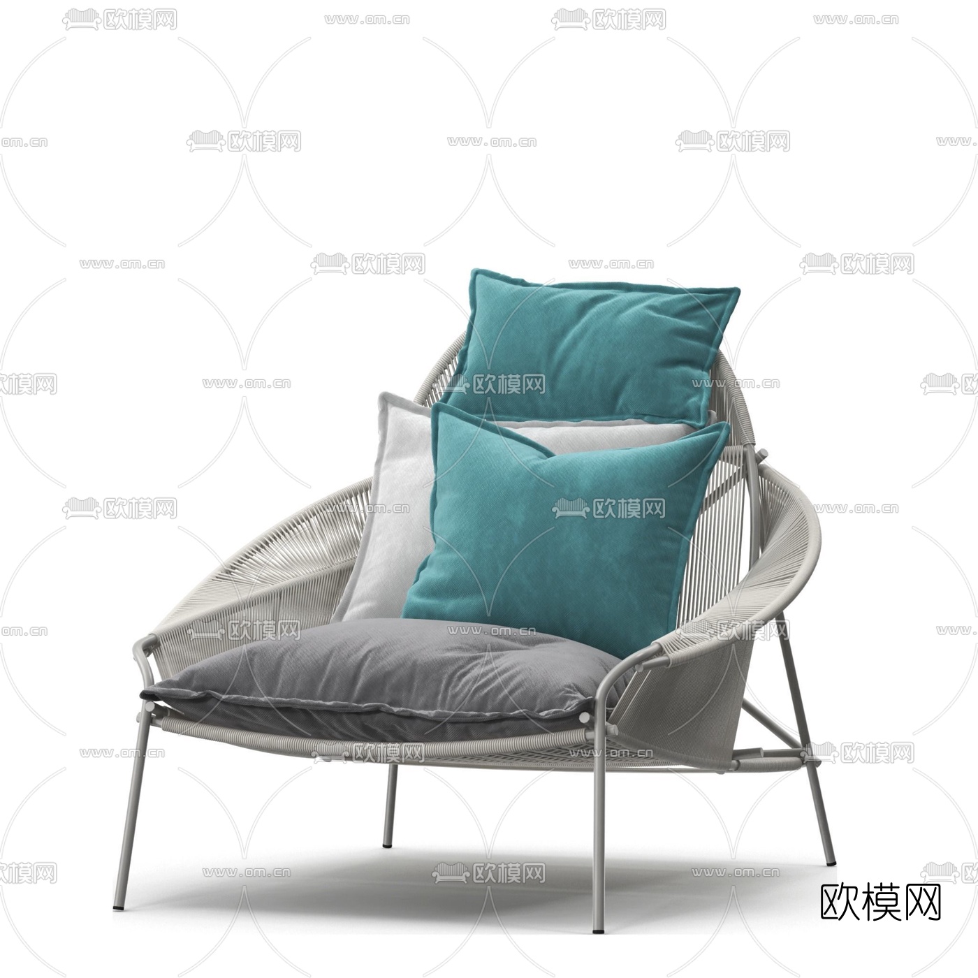 现代藤编休闲户外椅3d模型下载（渲染图6）