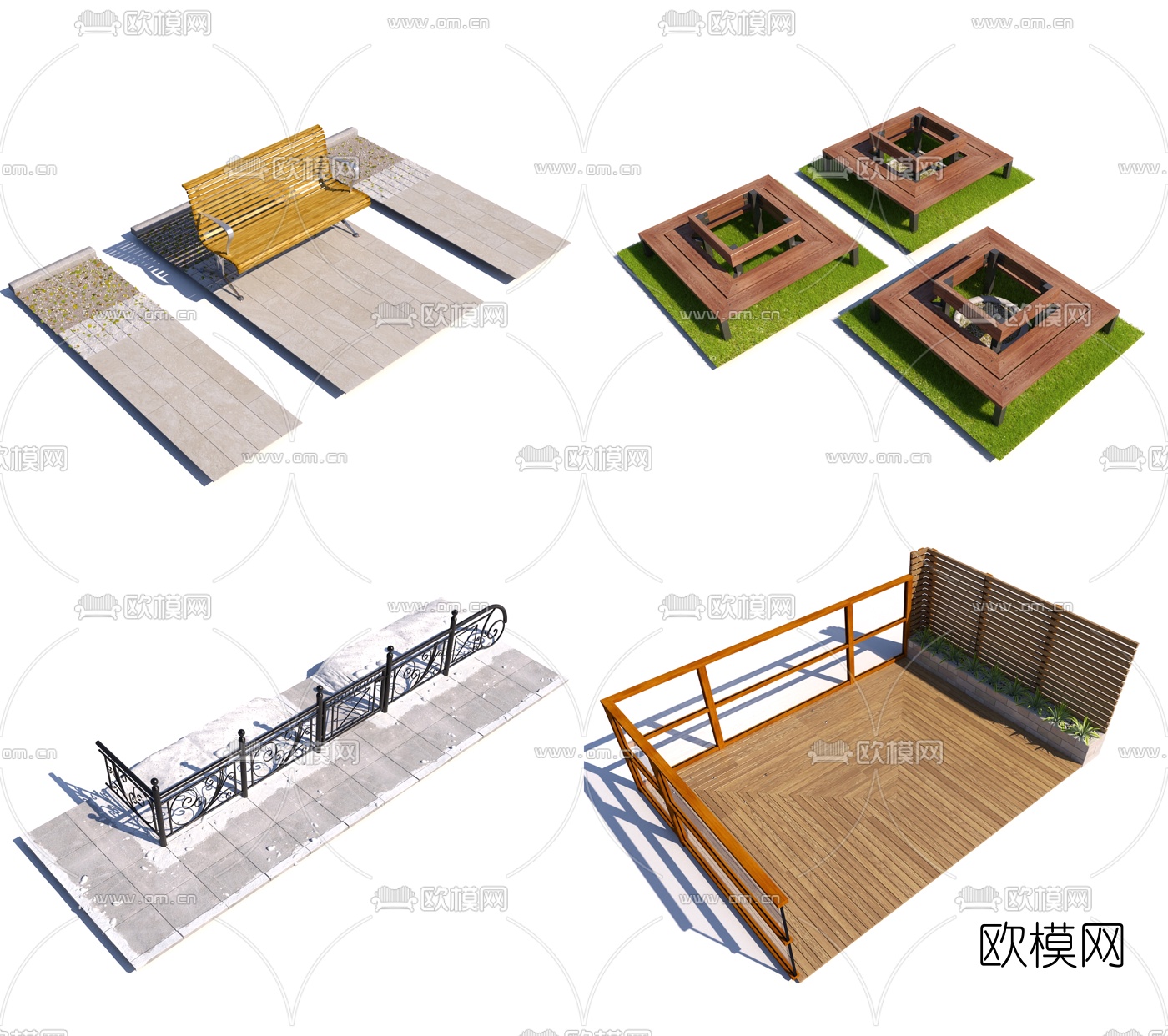 现代户外公共椅3d模型