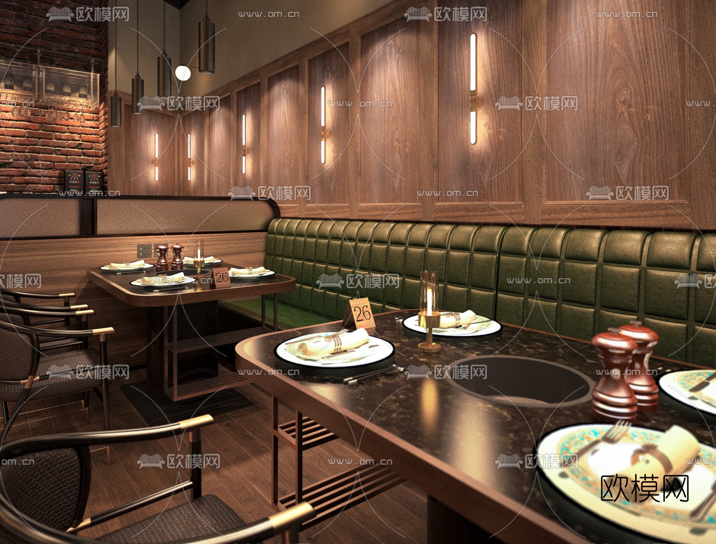 工业风火锅店3d模型