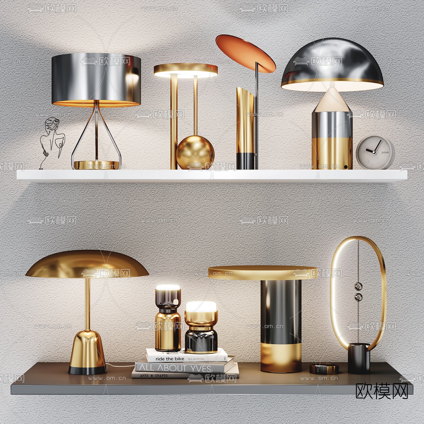 现代轻奢台灯3d模型下载