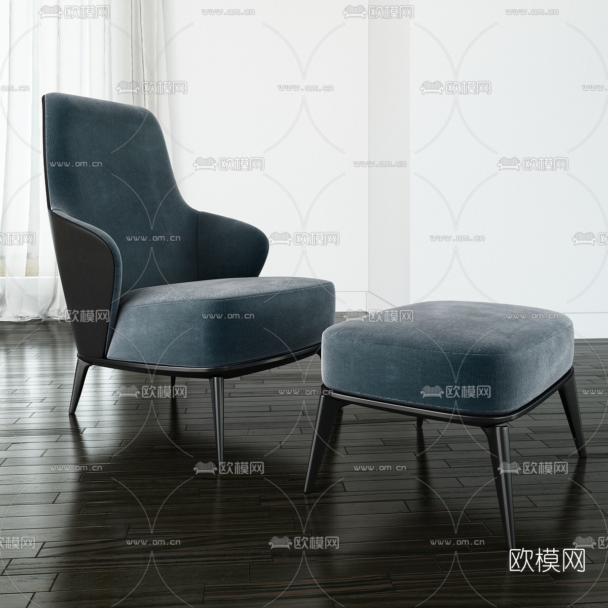 北欧布艺休闲沙发3d模型下载