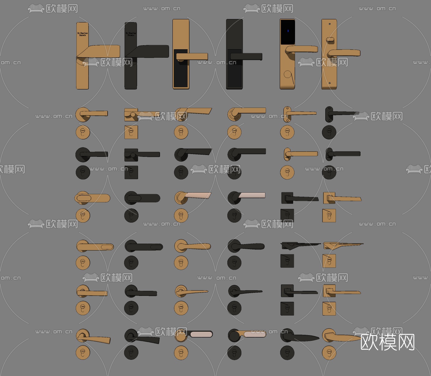 现代门拉手门把手su模型