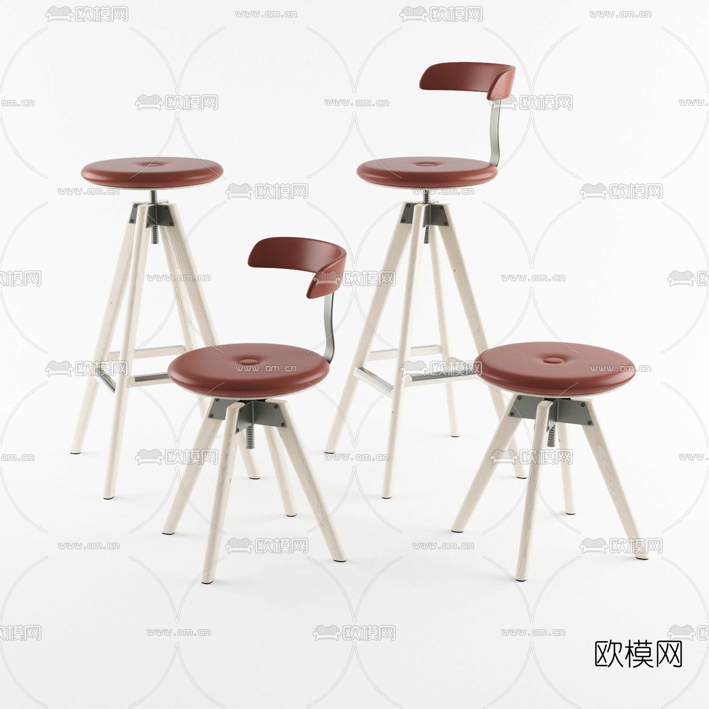 北欧吧台椅吧凳3d模型下载