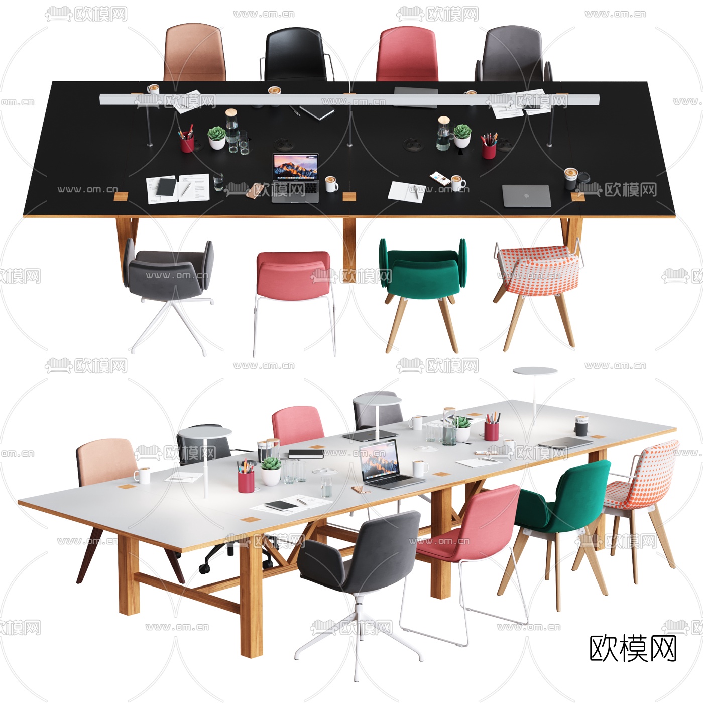 现代会议桌椅3d模型