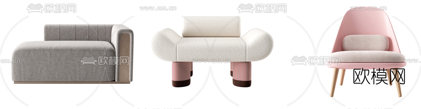 现代布艺休闲沙发su模型下载（渲染图2）