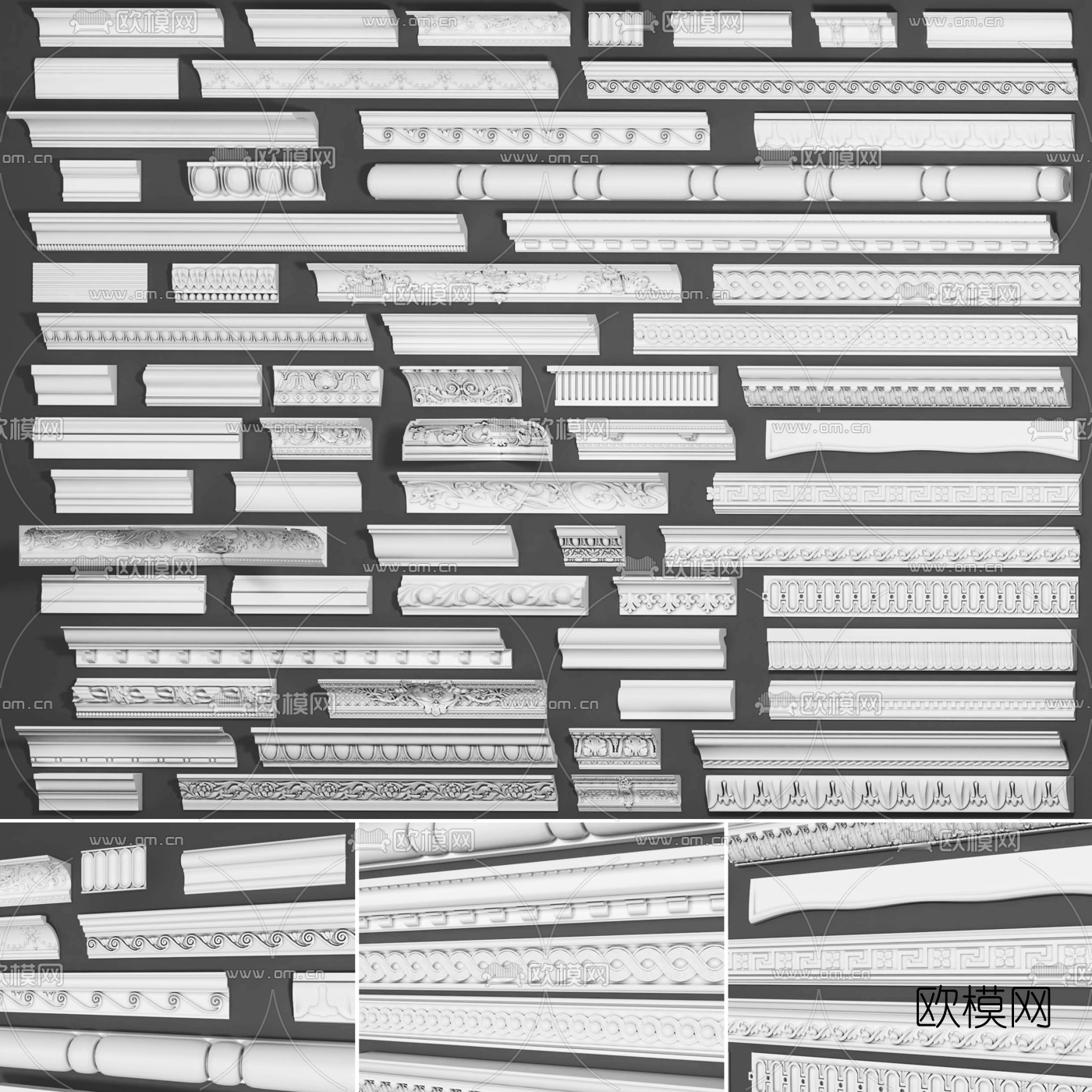 简欧角线石膏线组合3d模型下载（渲染图1）