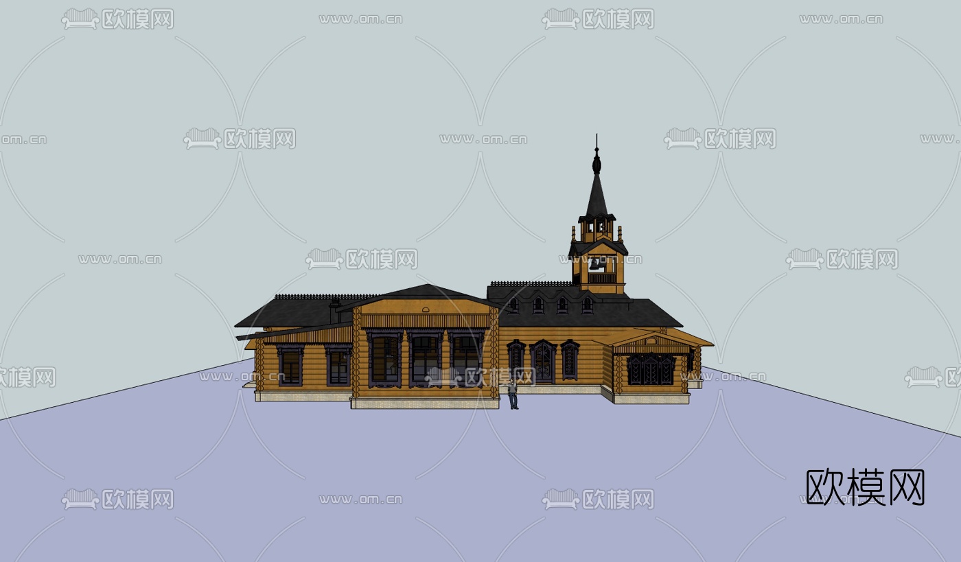 欧式教堂su模型下载（渲染图1）
