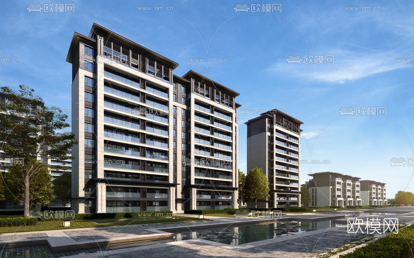 现代住宅建筑外观3d模型