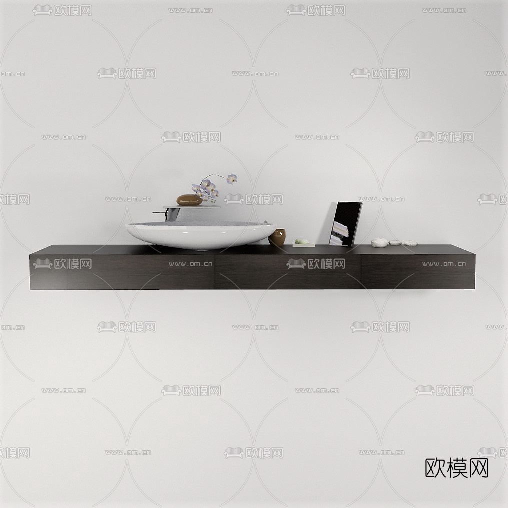 现代简约浴室柜洗手台su模型下载（渲染图2）