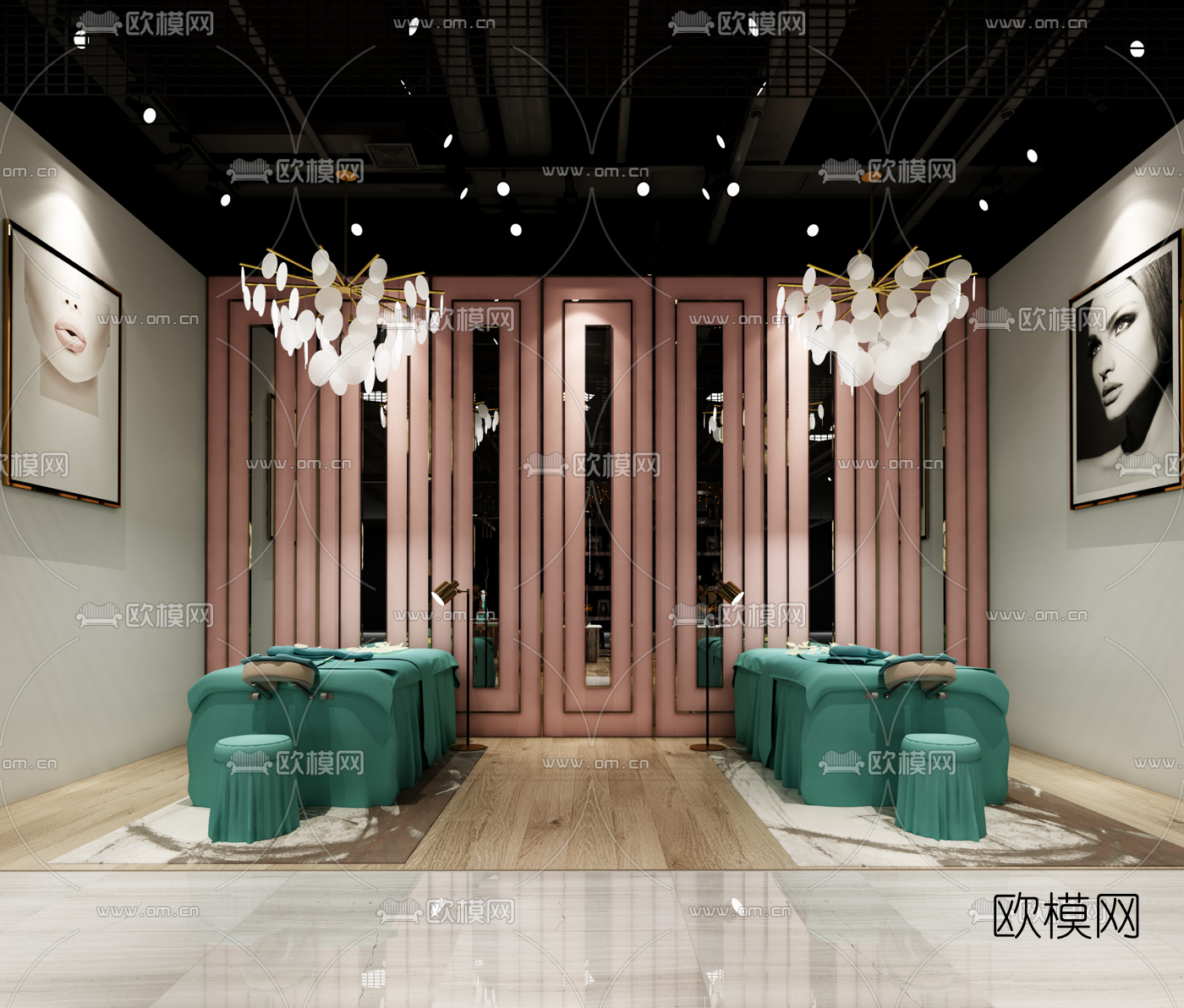 现代轻奢按摩包房3d模型下载