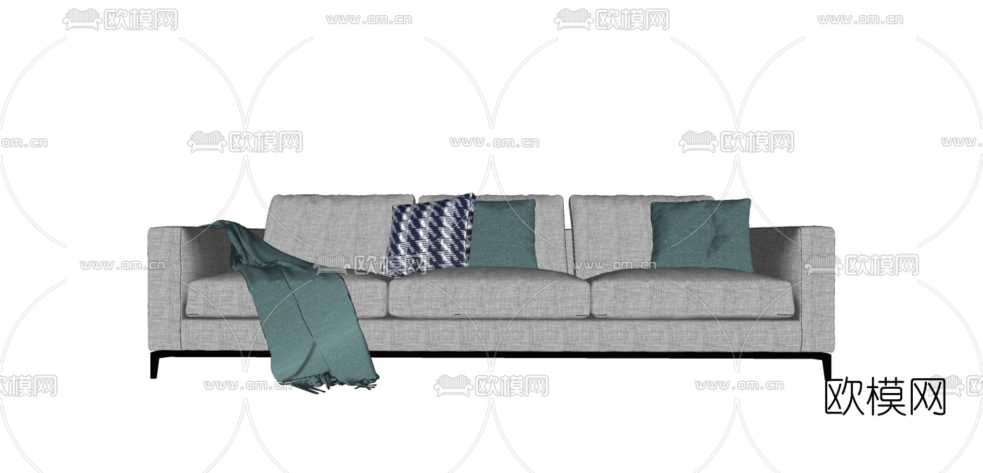 现代简约多人沙发su模型下载（渲染图1）