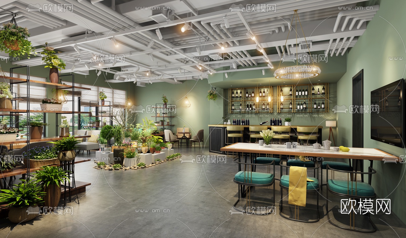 现代花店休闲吧3D模型