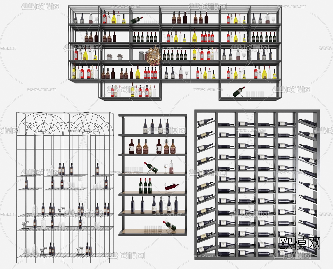 工业风铁艺酒架3d模型下载