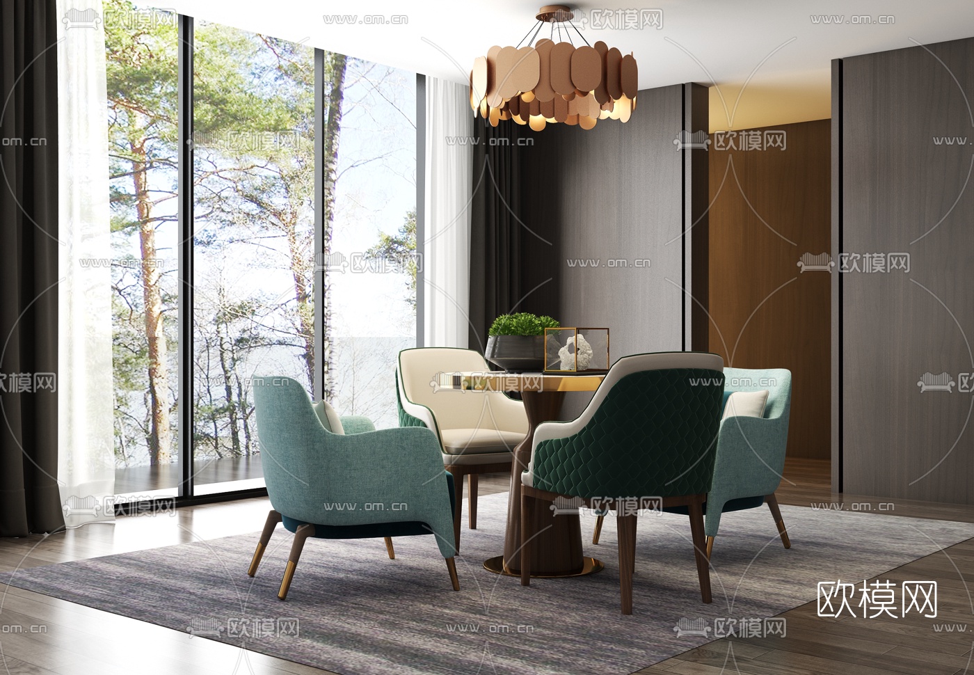 现代轻奢休闲桌椅3d模型下载