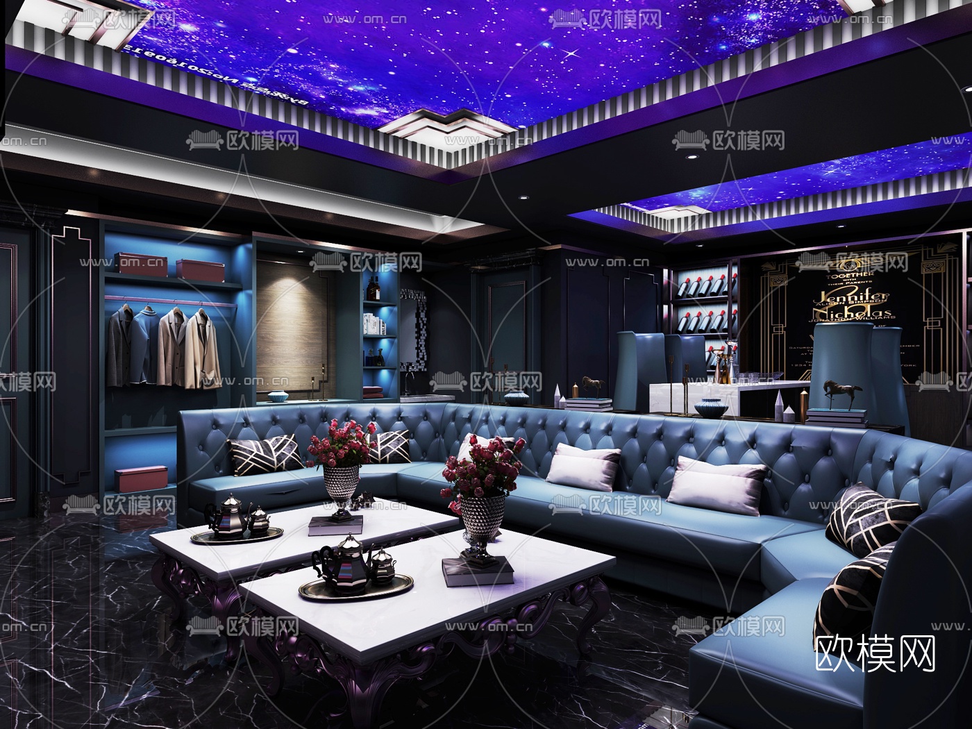 简欧KTV包间3d模型下载（渲染图1）