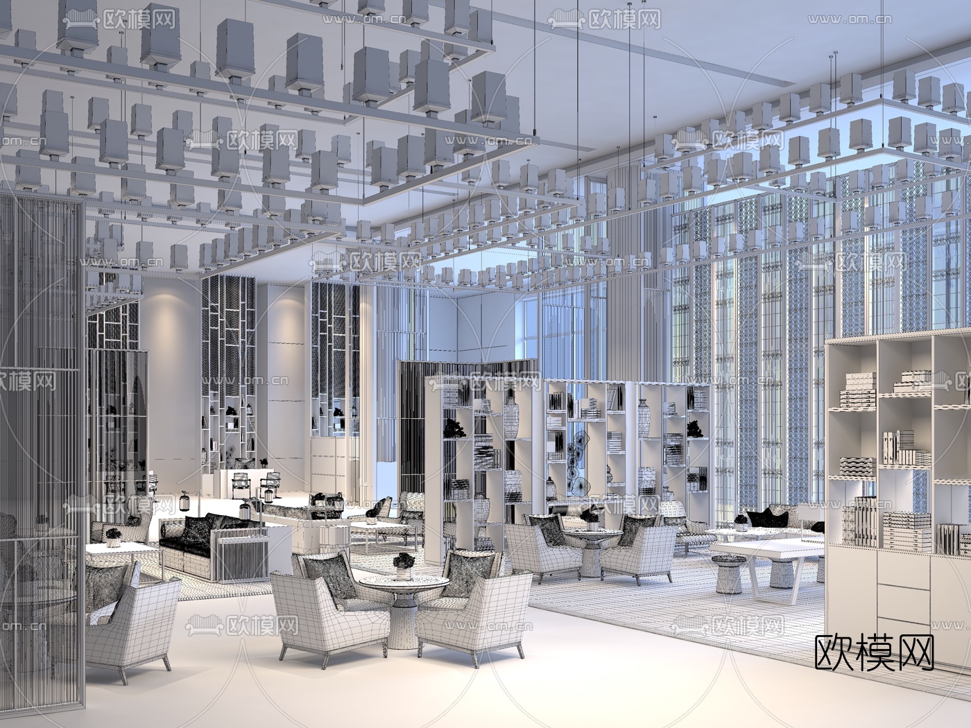 HBA设计 现代酒店大堂休息区3d模型