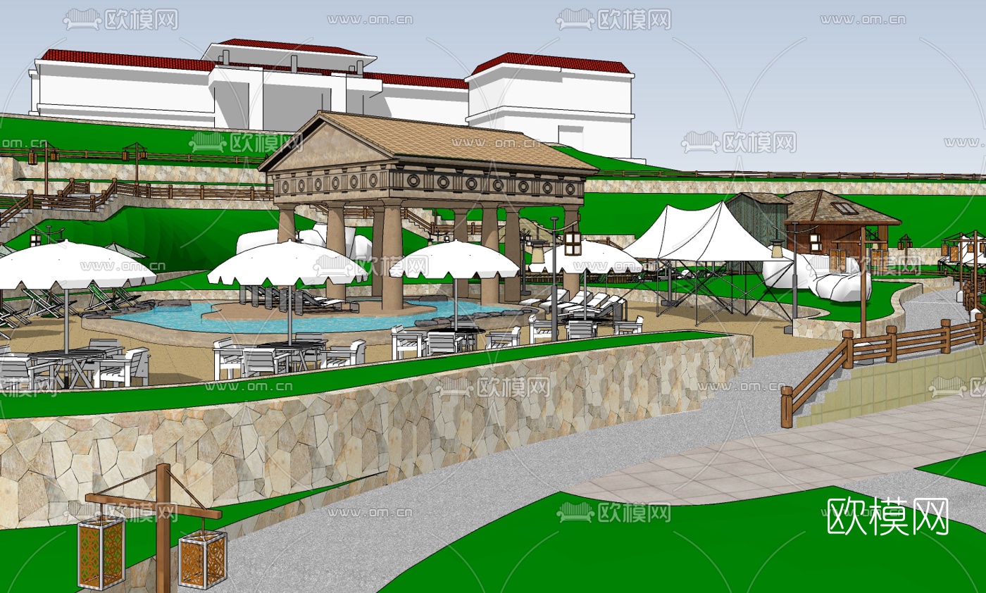 现代游乐场规划su模型下载（渲染图4）