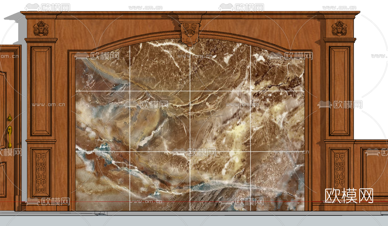 欧式实木护墙板su模型下载（渲染图4）