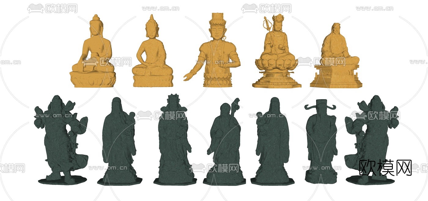 中式佛像雕塑su模型下载