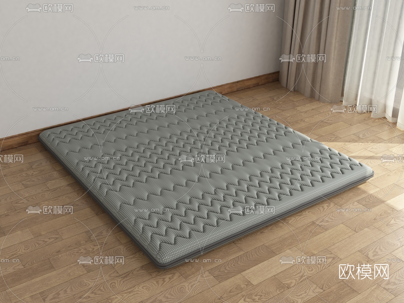现代双人床垫3d模型
