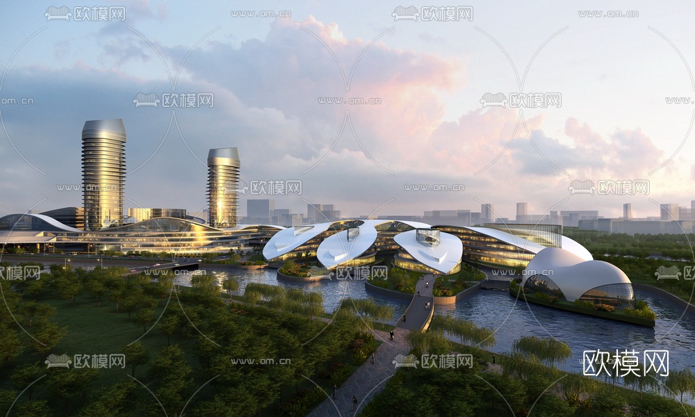 现代剧院建筑外观3D模型