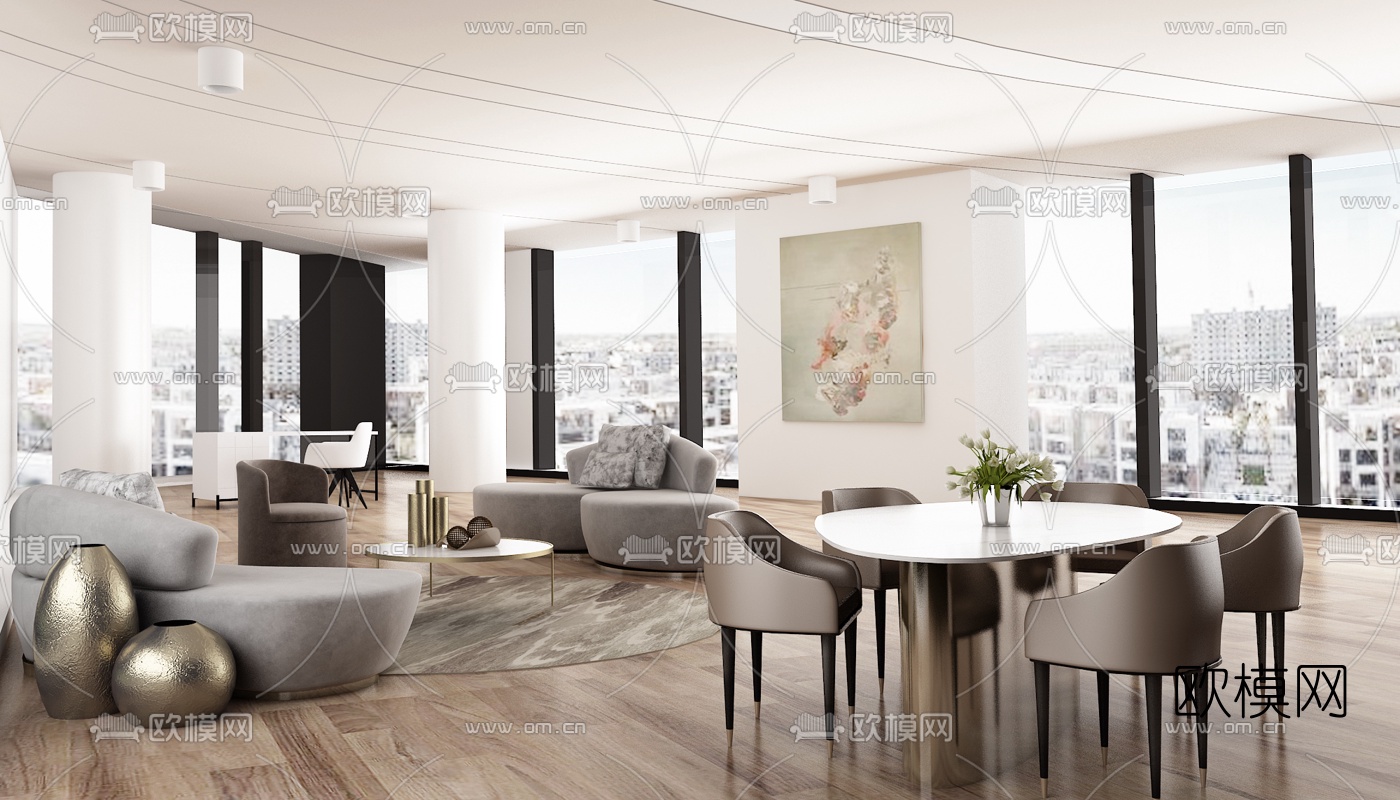 Studio Munge设计 现代酒店豪华客房3d模型下载