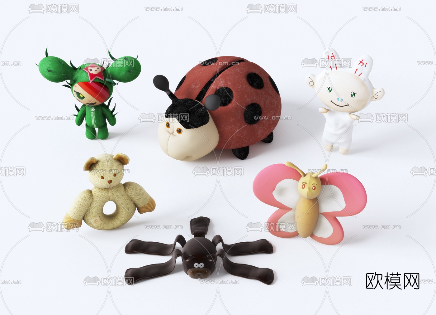 现代儿童卡通动物玩偶3d模型