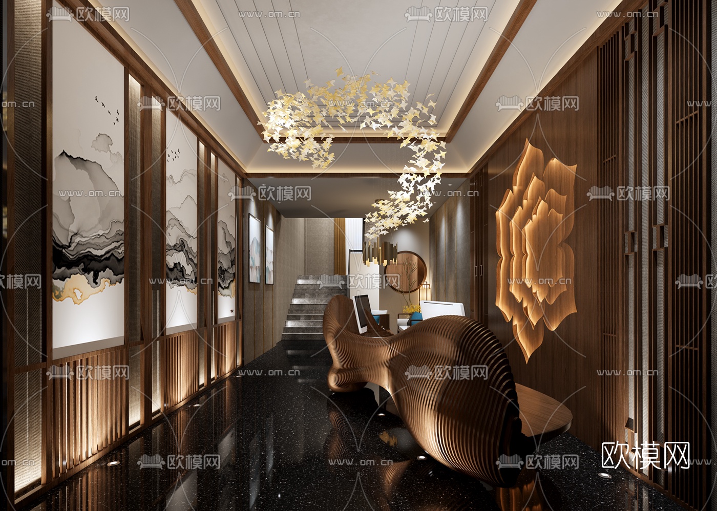 现代洗浴足疗大厅3d模型
