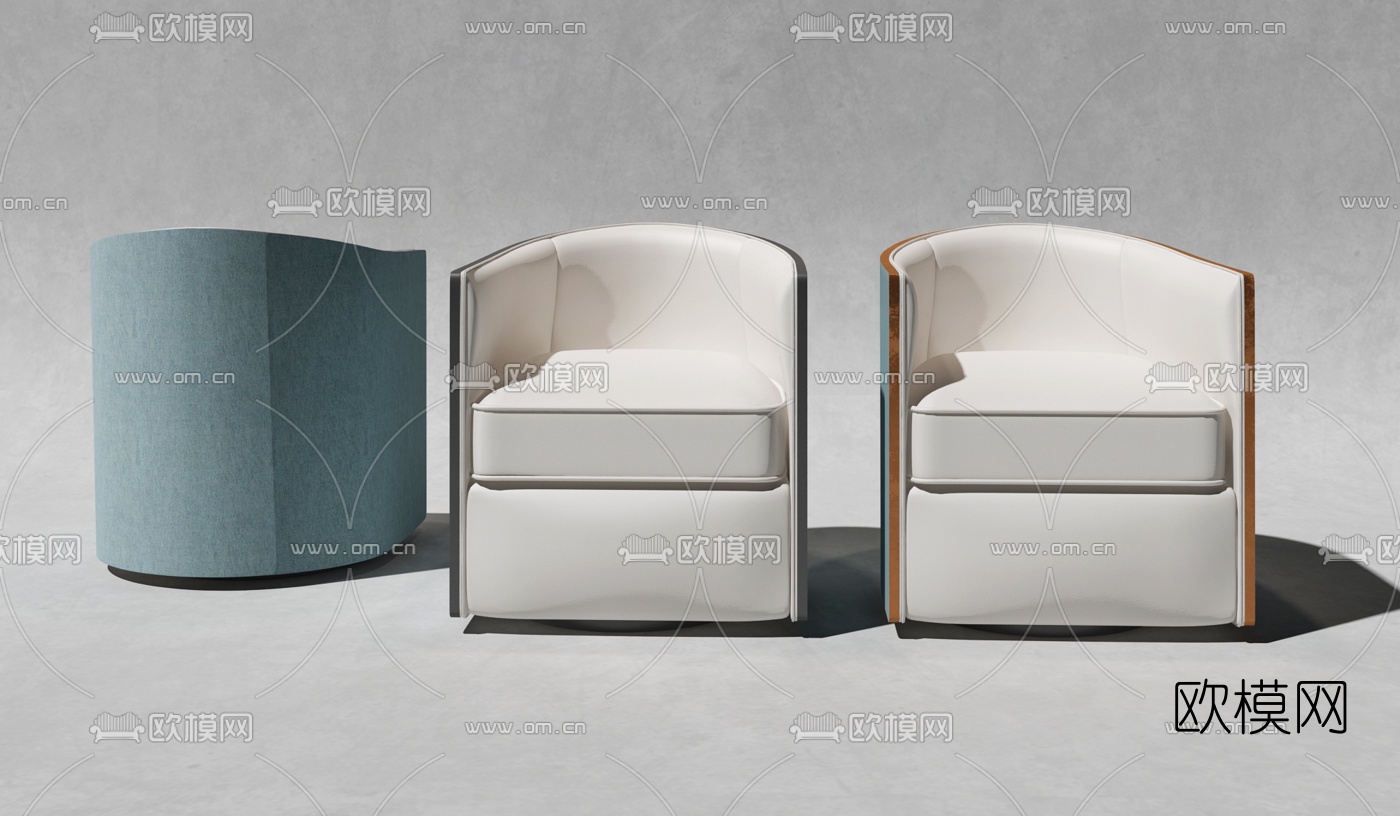 现代布艺单人沙发3d模型下载（渲染图1）
