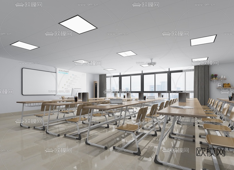 现代培训教室3d模型下载