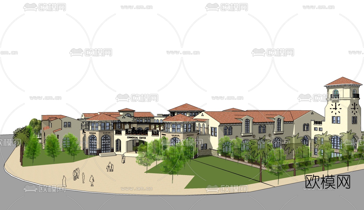 欧式住宅区免费su模型下载（渲染图1）