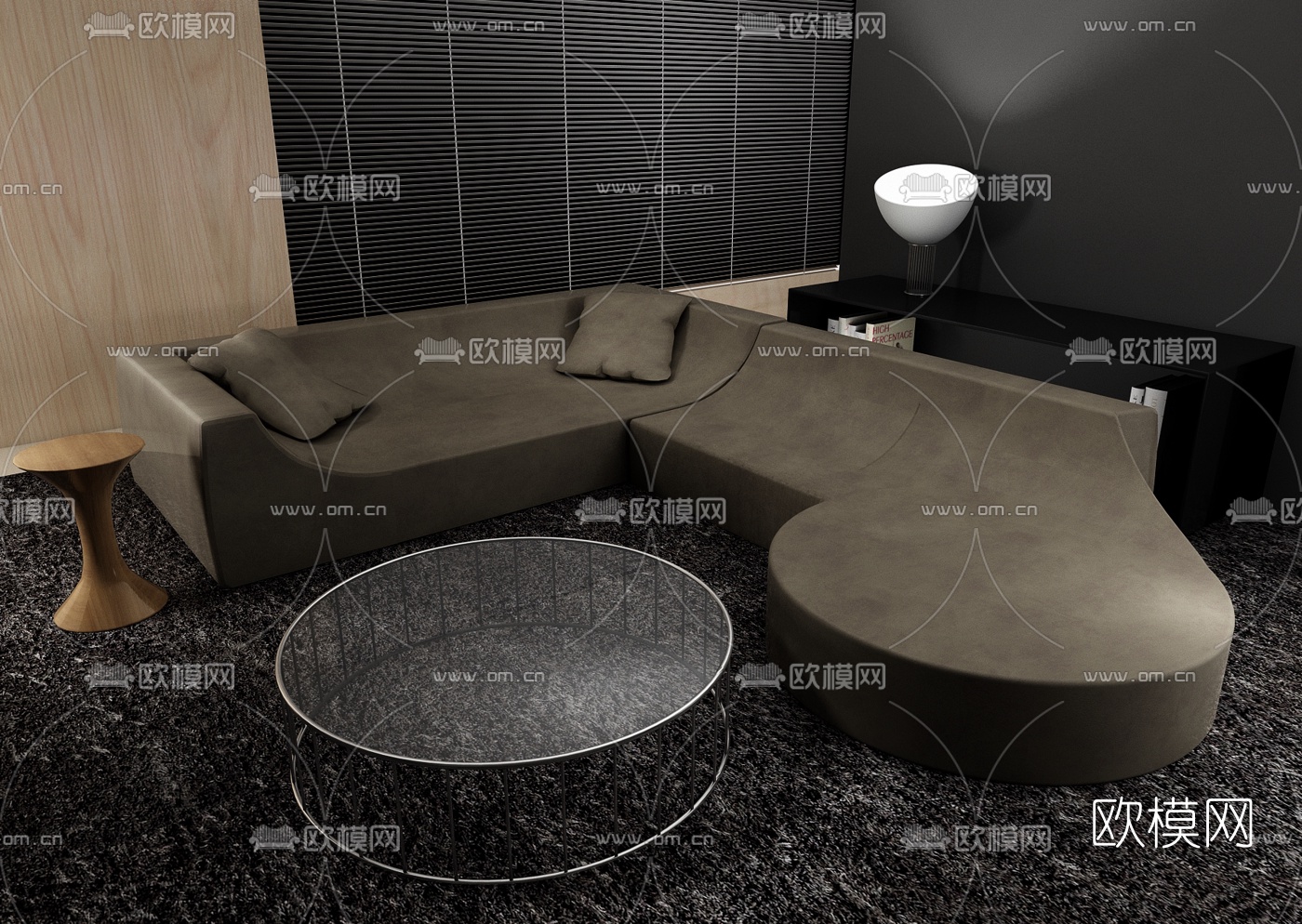 意大利Minotti品牌 现代转角休闲沙发3d模型