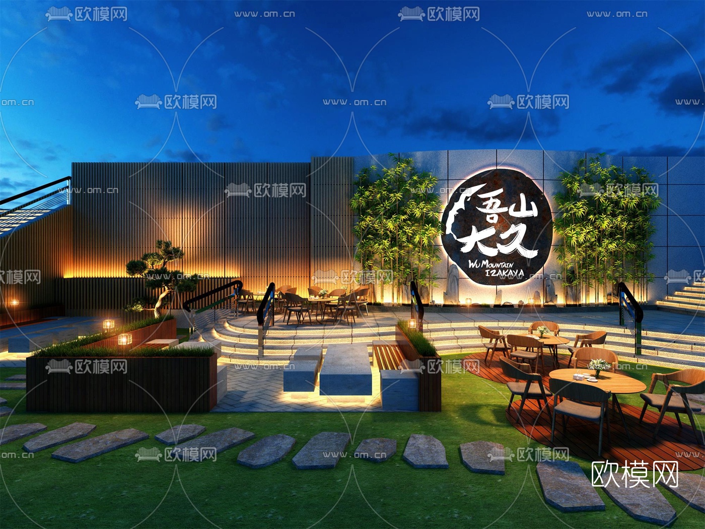 日式露天餐厅酒屋3d模型