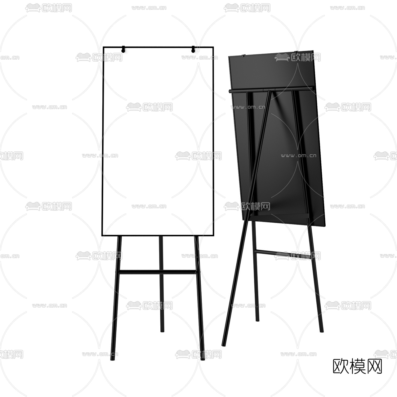 现代办公落地式支架白板3D模型