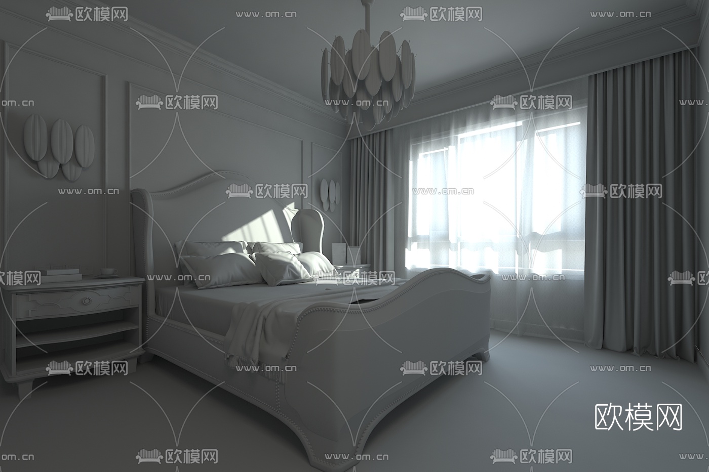 海航设计 美式卧室主人房3d模型