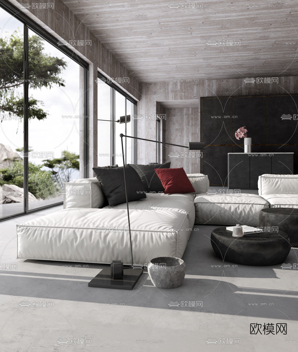 现代休闲客厅3d模型下载（渲染图2）